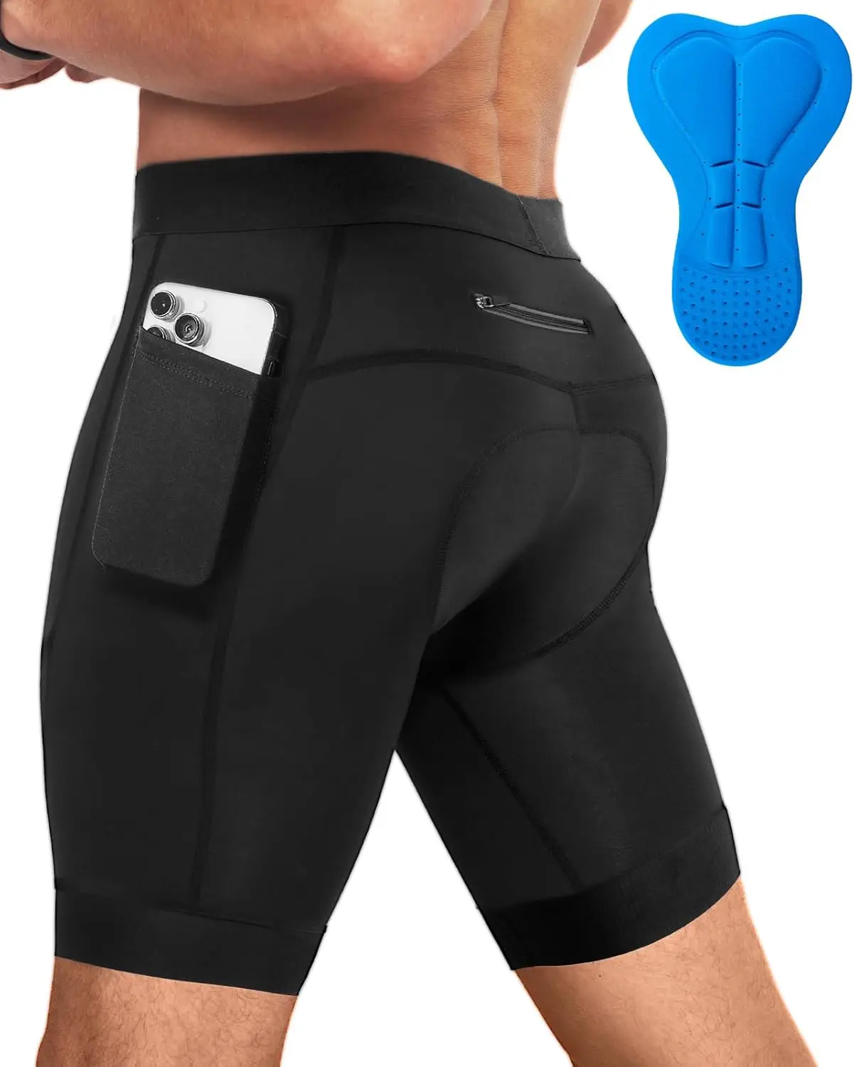 

Men's Performance Cycling Shorts with 3D Pad, Road and Mountain Breathable Quick-Dry with 3 Pockets Bike Shorts motorbike