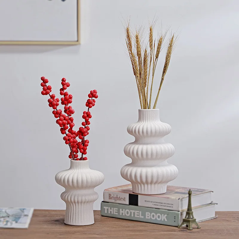 Modern Frosted Granular Ceramic Vase Flower Arrangement Wedding Decoration Irregular Potbelly Shaped Crafts Home