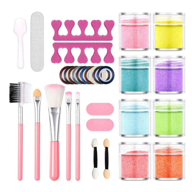 Nails Glitters Powder Nails Art Kits Nails Brushes Set Nails for Woman R3MF