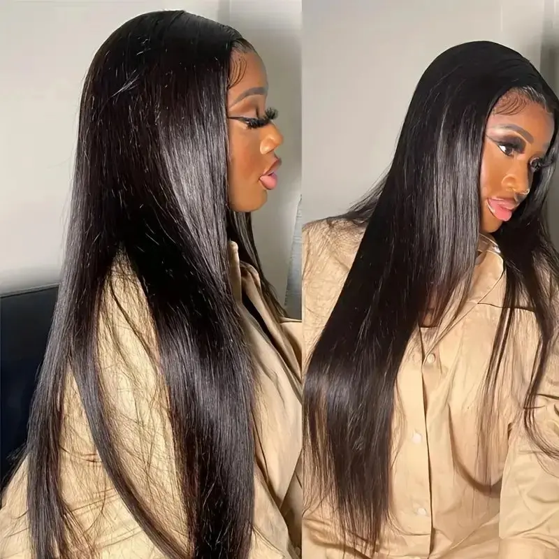 Rosabeauty Straight Lace Front Wig Human Hair 40 Inch 13X4 Frontal Glueless Ready to Wear Wigs 150% For Women