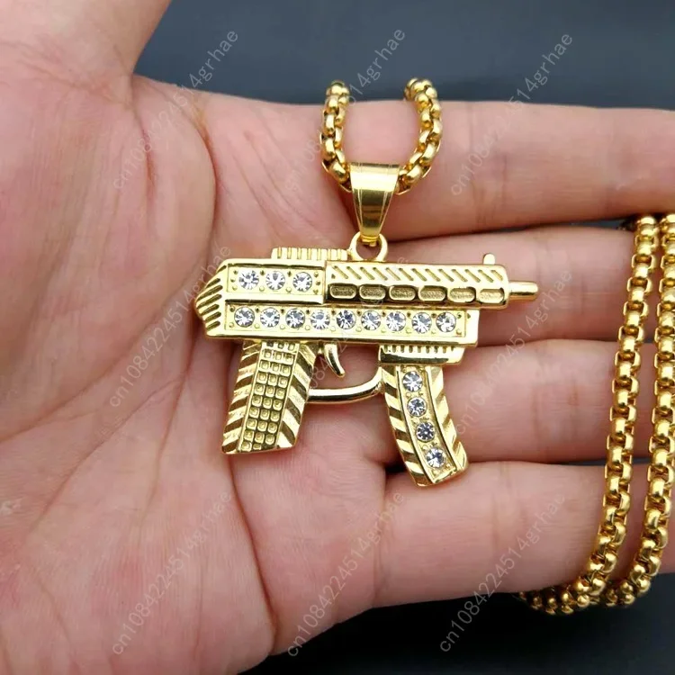 موضة الذهب اللون رشاش ربط سلسلة قلادة قلادة الزركون الفولاذ المقاوم للصدأ المختنق الهيب هوب للرجال مجوهرات كولير الذكور #3