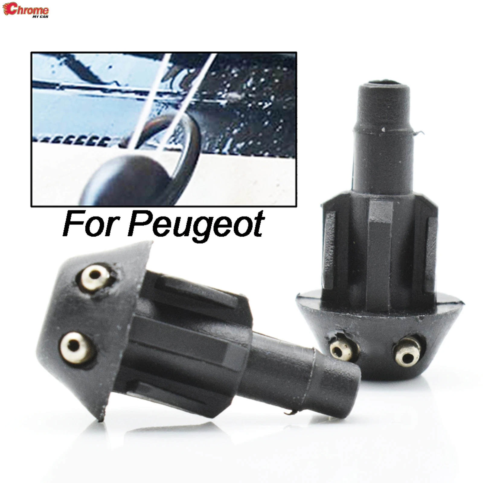 Pair Front Windscreen Wiper Washer Jet Nozzle Spray For Peugeot 106 205 206 306 506 Hood Water Liquid Jets Window Windshield