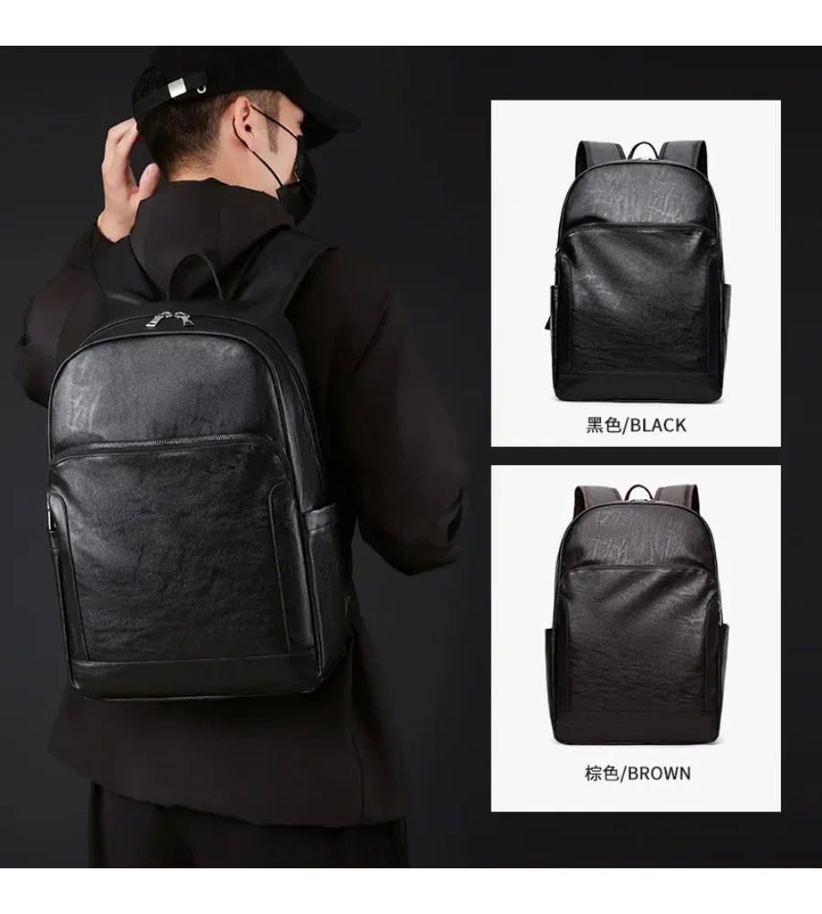 Spacious Vintage Leather Backpack Roomy Casual Laptop Bag for Travel and Daily Use