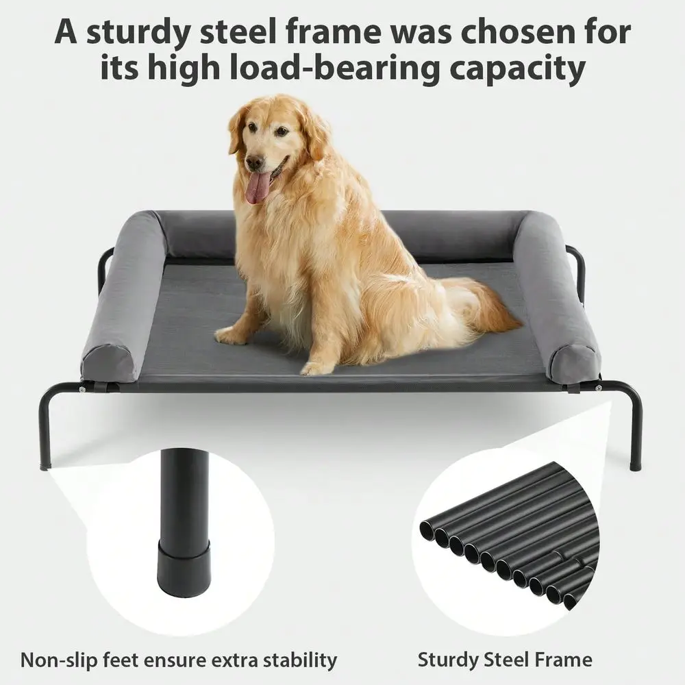

Elevated Pet Cushion Bed Raised Dog Cots For Large Dogs, Portable Indoor Outdoor Pet Hammock, Frame With Breathable Mesh And Re