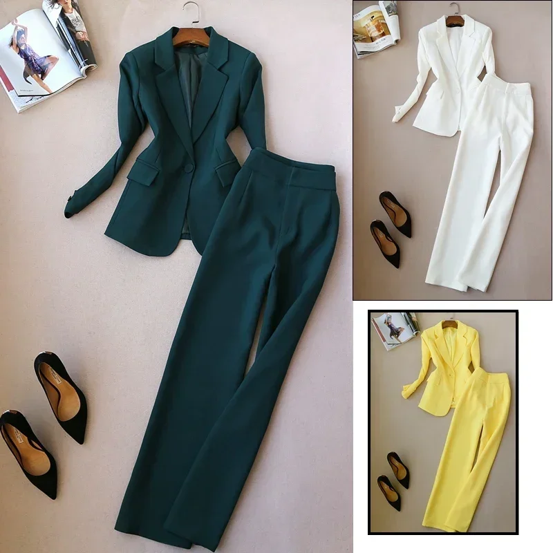 High-quality European and American fashion brand new spring suit female long-sleeved suit high waist wide leg pants  dd17