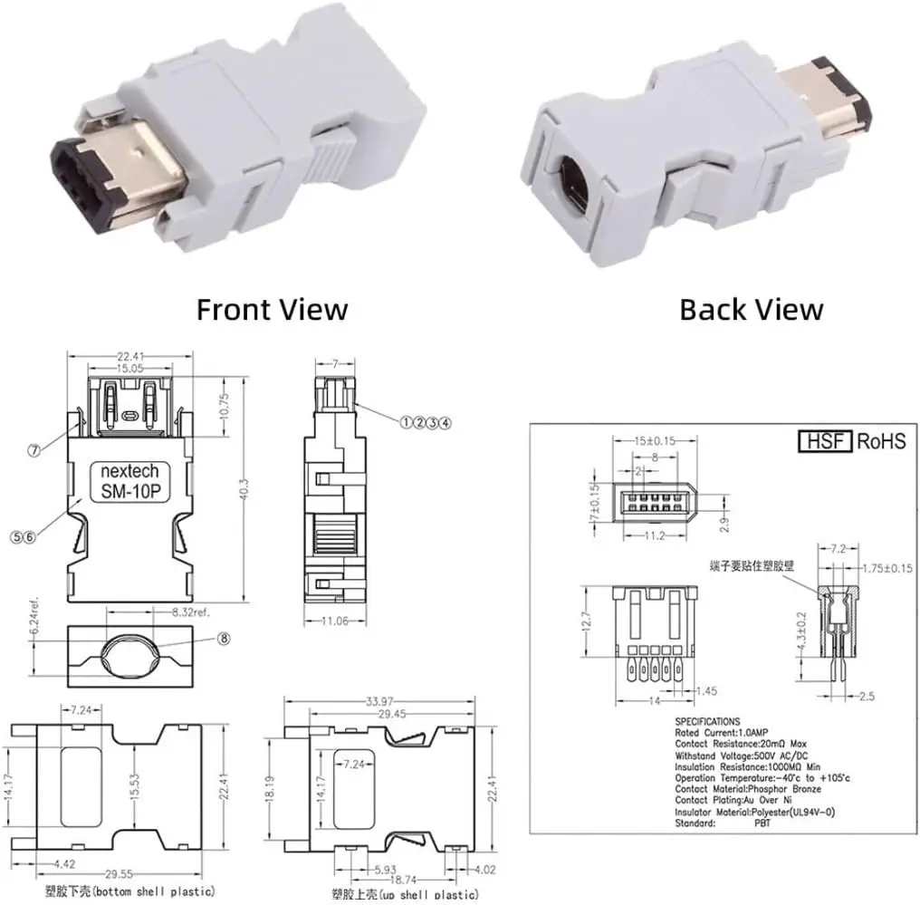 SM-6E I/O موصل IEEE 1394 6Pin CN3 المقبس 55100-0670 أنثى JZSP-CMP9-1-E متوافق مع ياسكاوا باناسونيك سيرفو 54280-0609