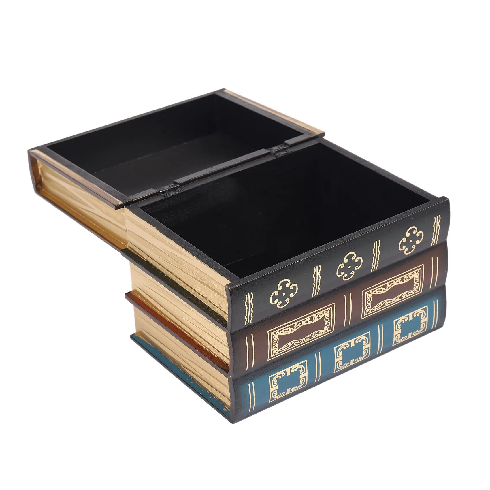 

2X False Book Box Vintage Storage Props Book Jewelry Storage Packaging Study Book Ornaments Wooden-ABQU