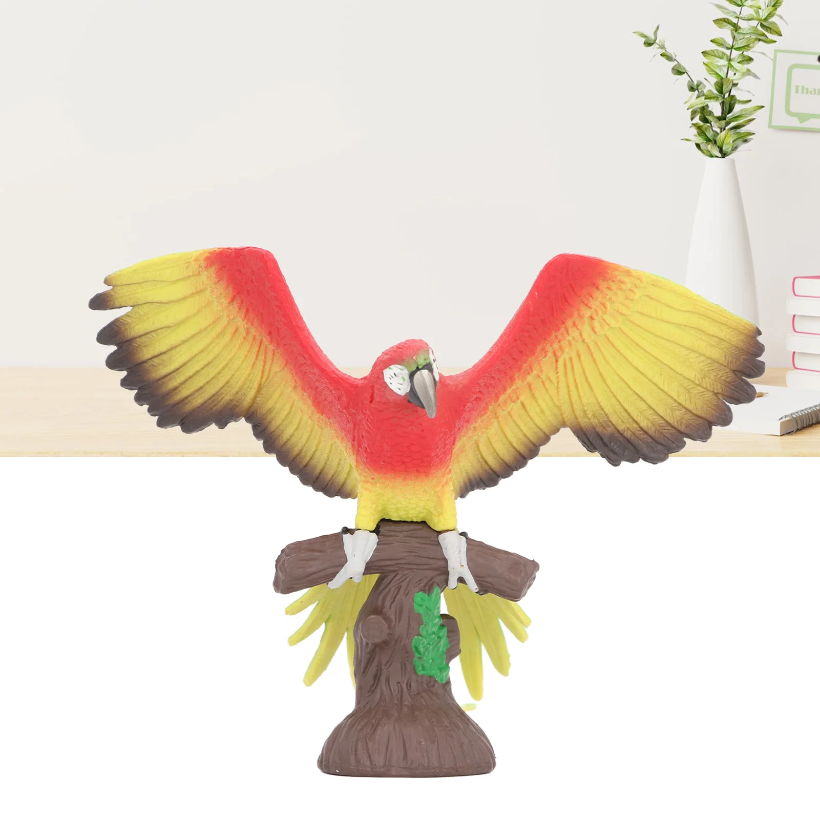 ZK40 Parrot Decorative Figurine with Realistic Tree Stump Base Vivid Details Decorative Parrot Animal Model Figure Toys