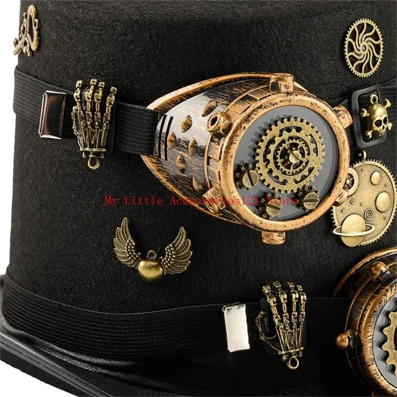 زي Steampunk لنظارات الرأس أحادية العين، ملحقات قرصان الهالوين، قبعة الحفلات تحت عنوان للرجال والنساء #4