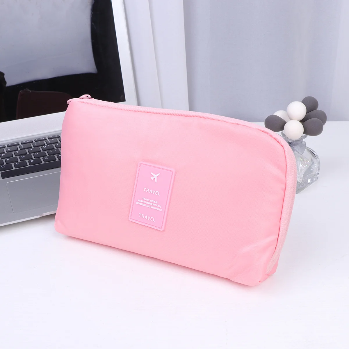 USB Cable Storage Bag Large Capacity Portable Pouch Travel Carrying Case for Earphone Accessories Pink Shockproof