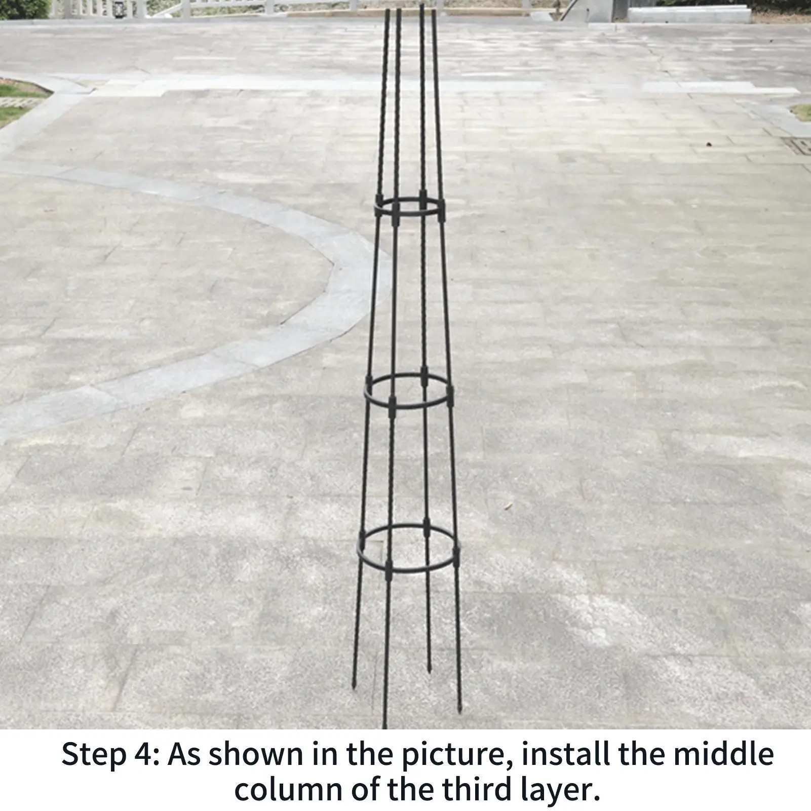 Metal Garden Plant Climbing Frame Fruit Vertical Grow Cage Support with Bird Sculpture Weather-Proof Easy to Install
