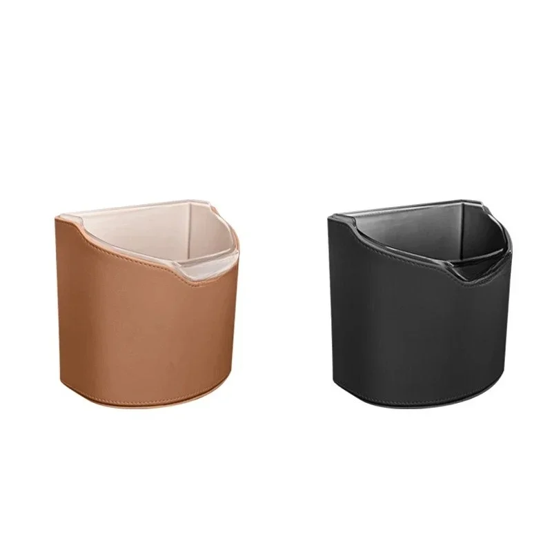 Leather and anti-lock braking system removable 2.8-liter trash can for seat back suspension design car trash can