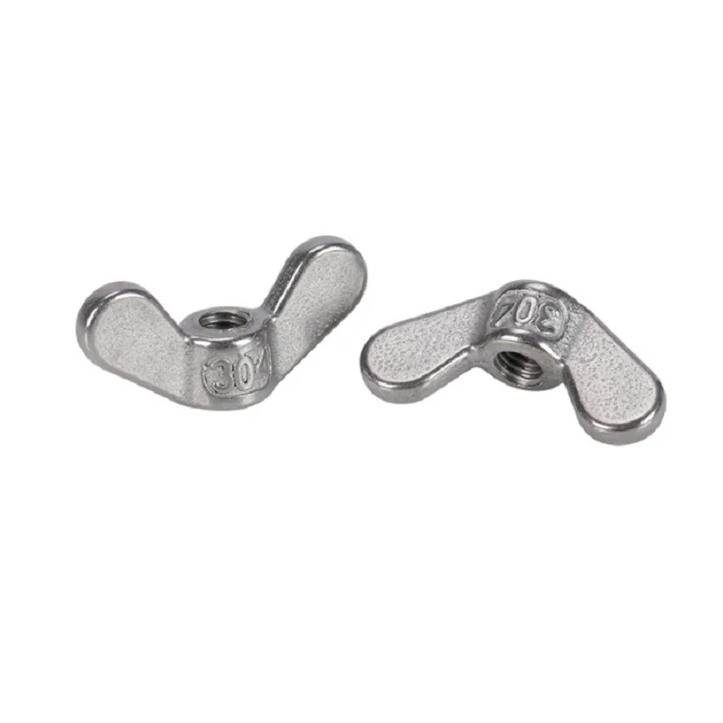 304 Stainless Steel Wing Nuts DIN315 Customized CNC Machined Butterfly Nuts with Rounded Wings for Metric Sizes M4 M6 M8 M10 M12