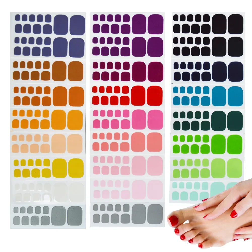 Autocollants Solides pour Ongles de Pieds, Couverture Complète, Feuille Adhésive Imperméable, à la Mode, pour Manucure