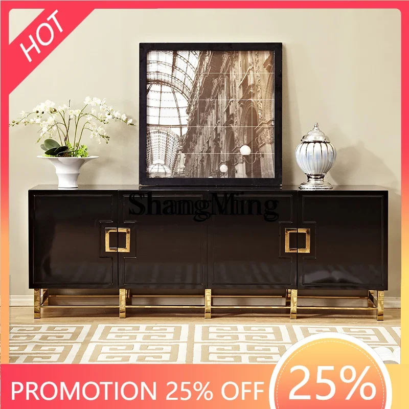

CL simple restaurant storage side cabinet black lacquered cupboard stainless steel entrance cabinet