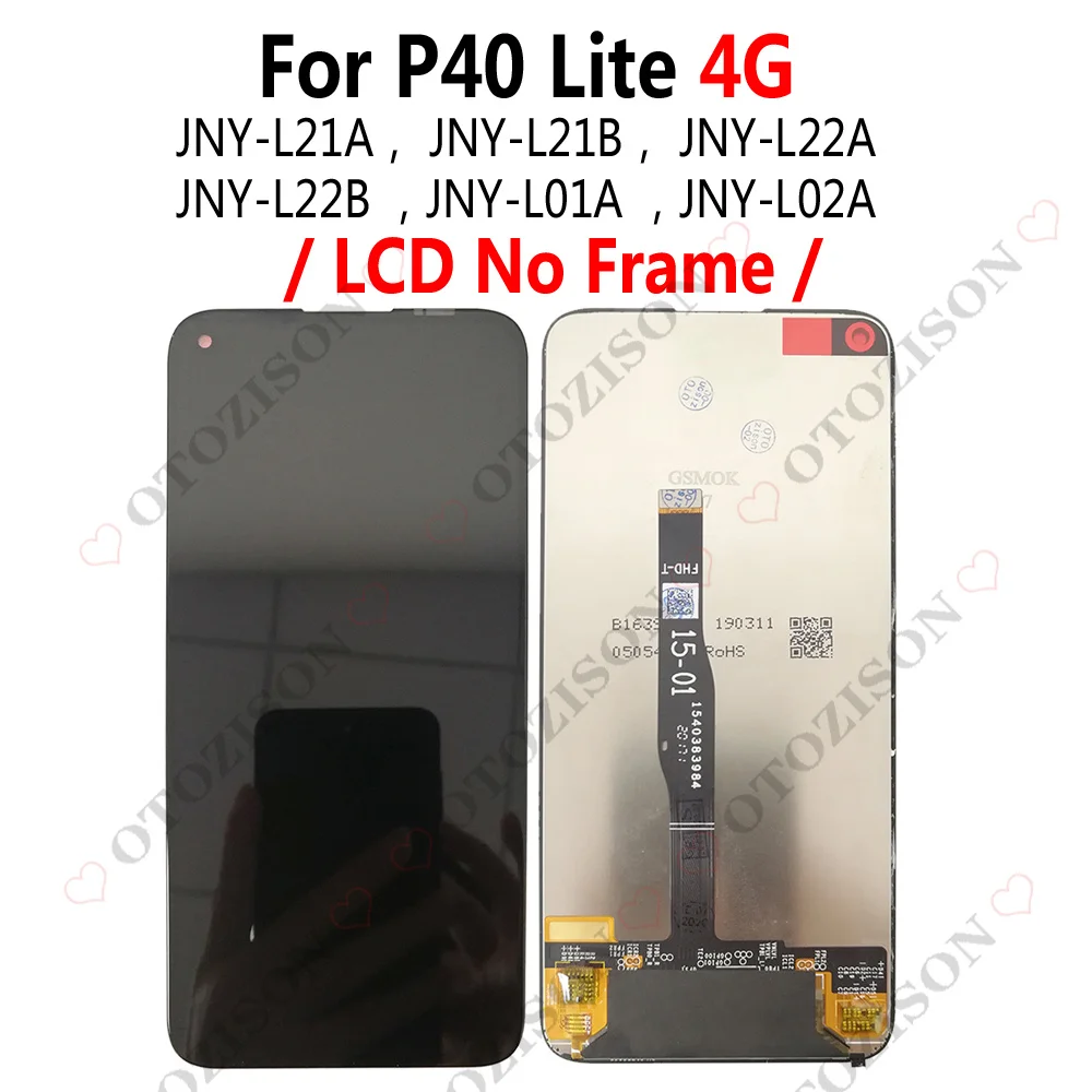 For Huawei P40 lite 5G LCD With Frame CDY-NX9A Display 4G JNY-L01A L21A Screen Touch Digitizer Assembly Replacement P40lite LCD