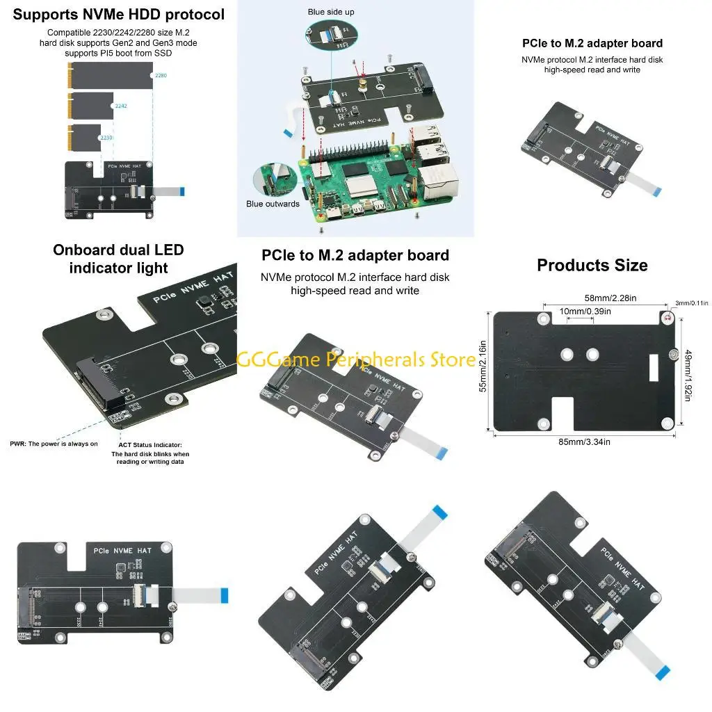 

U55B M.2 M NVMe to PCIe Adapter M.2 M NVMe SSD 2230 2242 2280 Gen2 Gen3 SSD