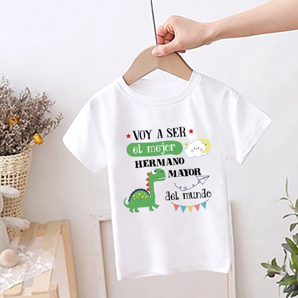 T-shirt imprimé espagnol pour enfants, t-shirt à manches courtes pour garçons, je vais devenir le meilleur frère, annonce de grossesse