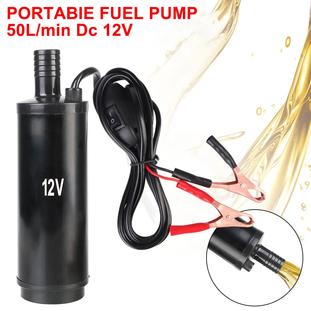 50L/min For Pumping Diesel Oil Water Submersible Aluminum Alloy Shell Electric Oil Pump Mini 12V Fuel Transfer Car Accessories