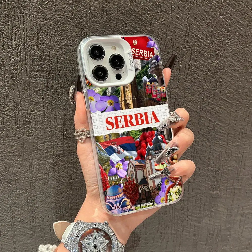 Serbia Flag Mobile Cell Phone Case for iPhone 17 16 15 14 13 12 11 X XR XS 8 7 Air Pro Max Plus White Translucent Colorful Cover