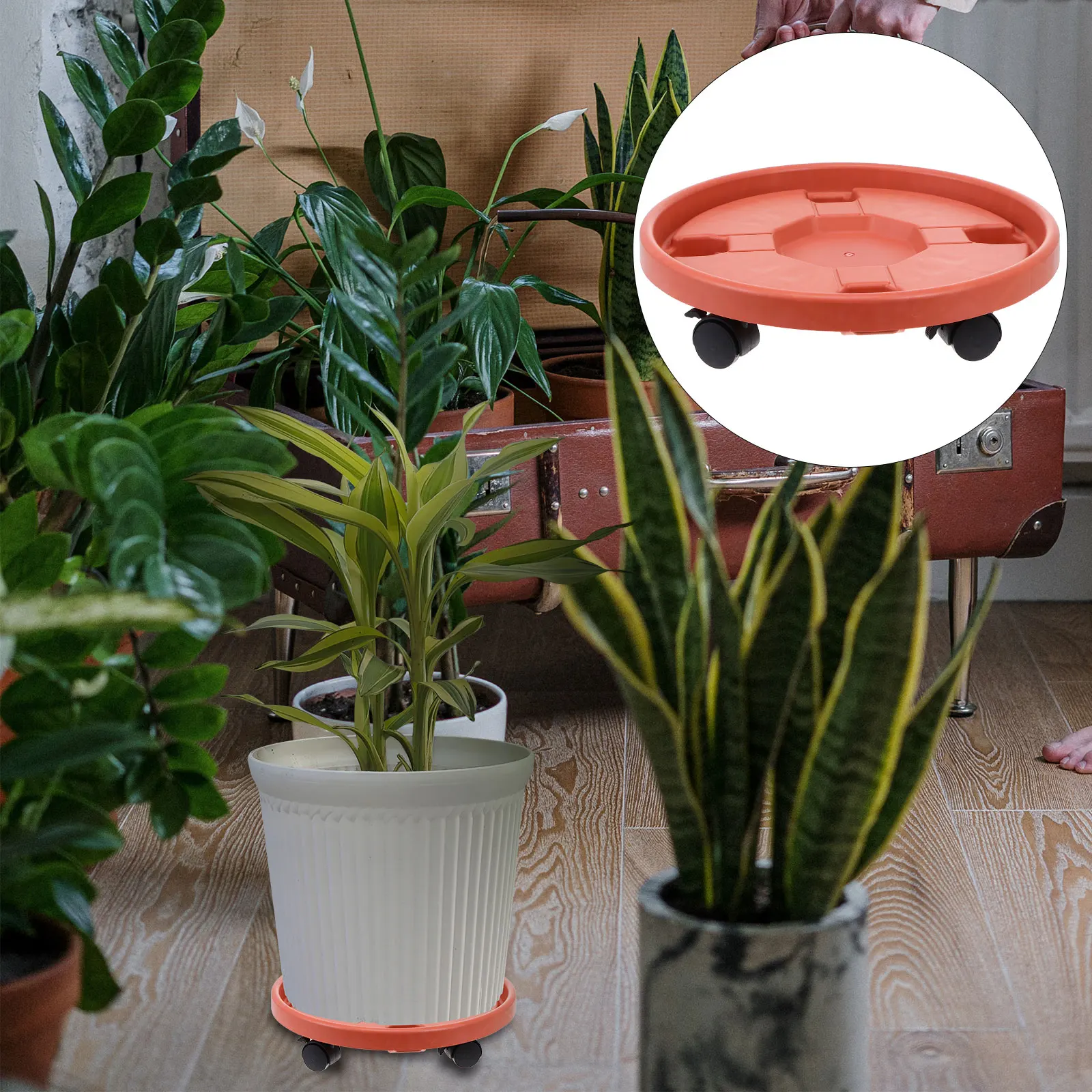 

Thick Mobile Plant Pot Holder Large Movable Vase Tray Smooth Wheels Home Decor Plastic Round Easy Clean Durable