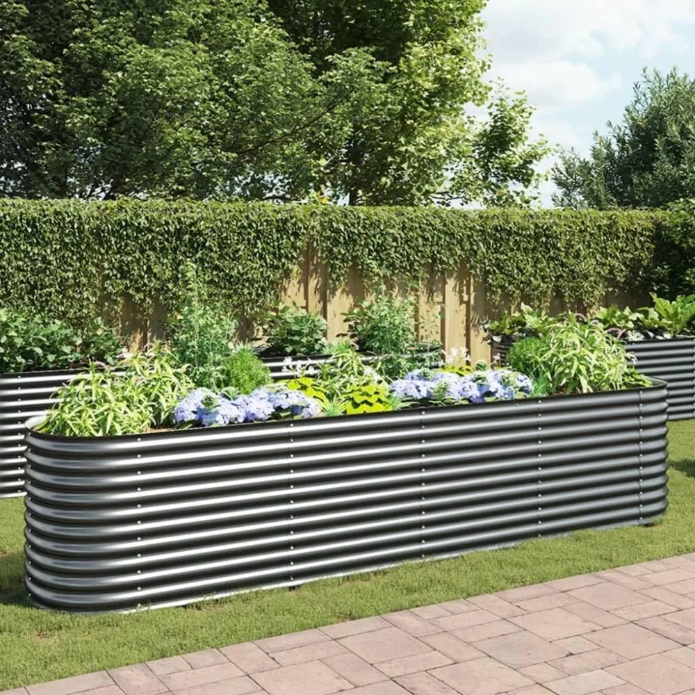 

Garden Raised Bed Galvanised Steel, Oval Garden Planter for Flowers and Planters, Bottomless Raised Flower Bed,