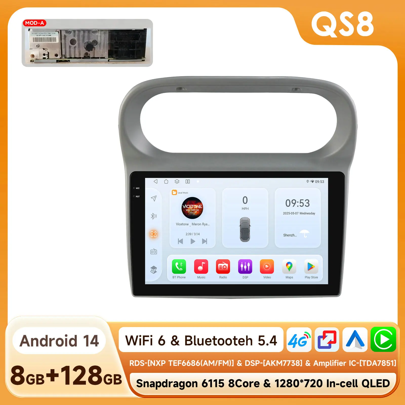Android Auto Multimedia Speler voor Renault Twingo 2005-2013 Draadloze Carplay Auto 360cam 8 core Intelligente GPS Door Snapdragon 6115