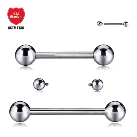 JT G23 Titanium Barbell Ring Stick Straight Pacifier Rod Body Jewelry Barbell Eyebrow Internal Thread Piercing Tongue 14G