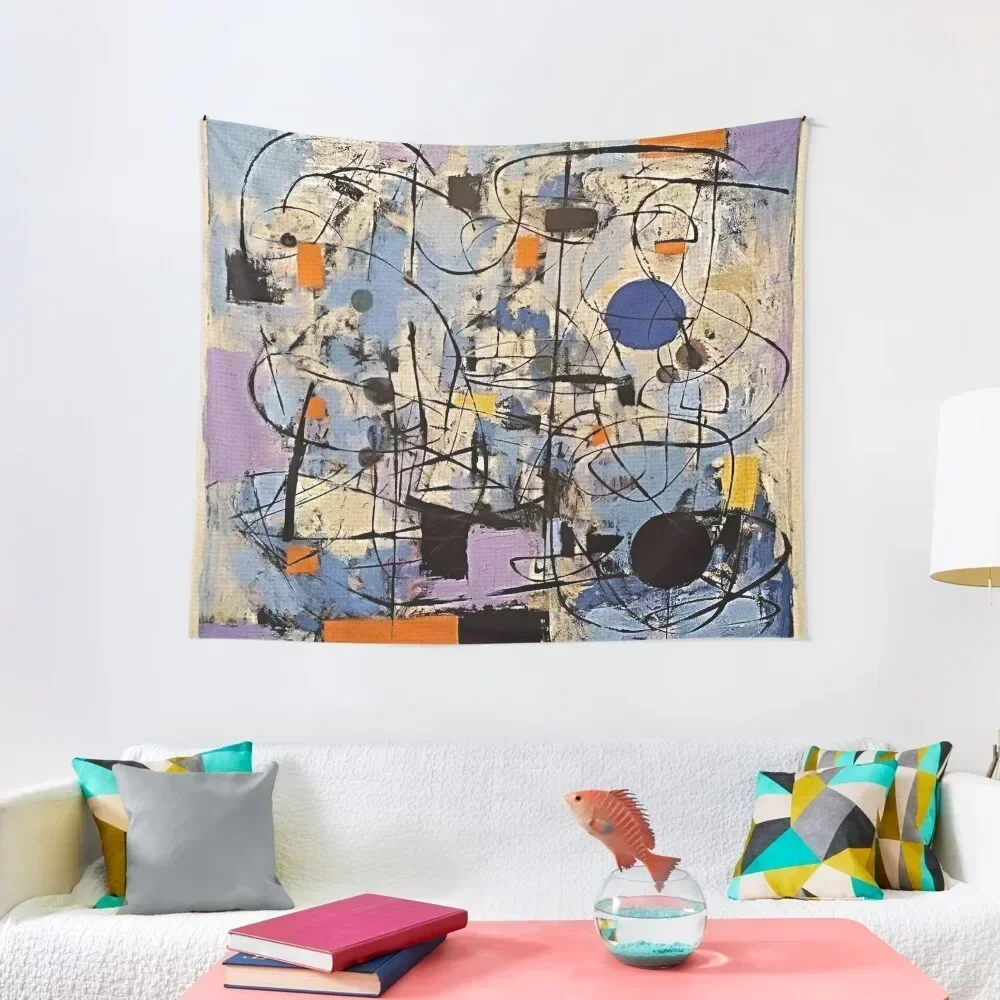 

A Time Of Joy, 1950s Style Abstract Painting by Bossy Cat Home Tapestry Aesthetics For Room Home Decorating Tapestry