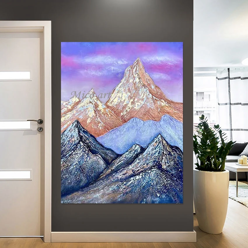 صورة جدارية للمناظر الطبيعية، لوحات زيتية مصنوعة يدويًا من القماش التجريدي على الفن الجبلي، بدون إطار، عمل فني كبير الحجم لغرفة الفندق