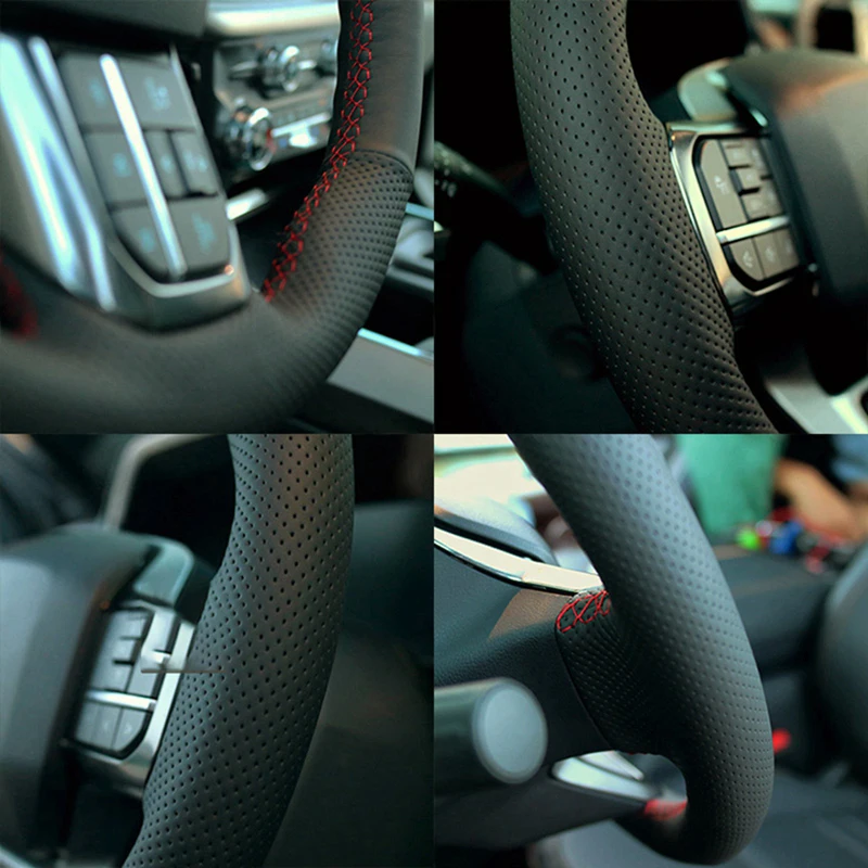 مخصص مخيط يدويا الأسود ستوكات الجلود غطاء عجلة القيادة سيارة لنيسان Teana ألتيما 2013-2018 X-Trail قاشقاي 14-17