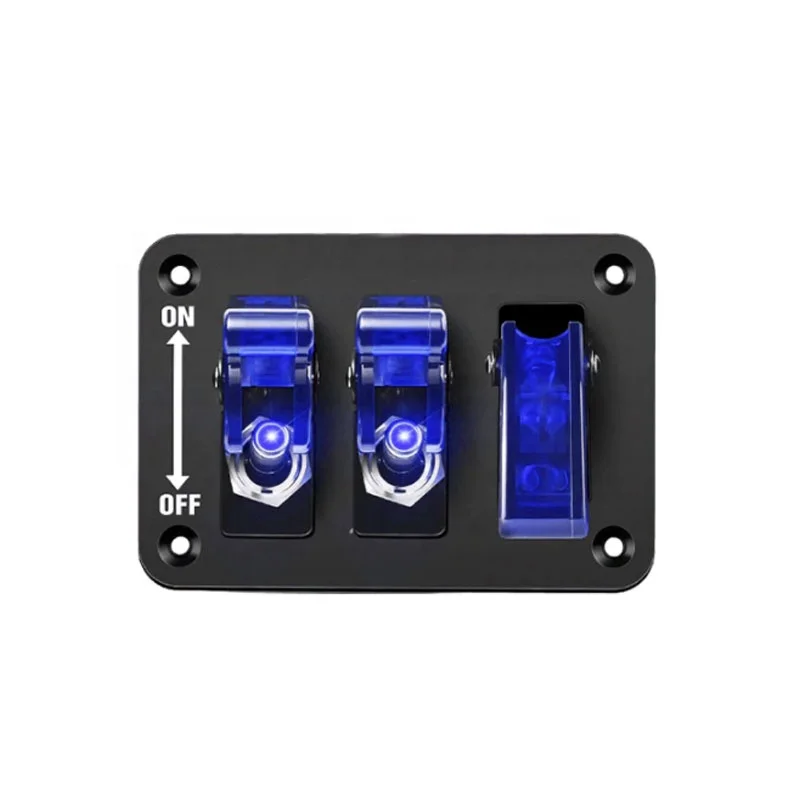 3-gear rocker switch blue LED Black Panel belt line yacht racing car refitted 12v20a Combination Toggle Switch