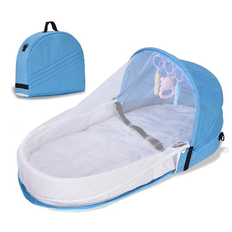 Portable and Versatile Infant Crib Folding Baby Nest with Mosquito Net for Four Seasons Multi-functional Mommy Bag