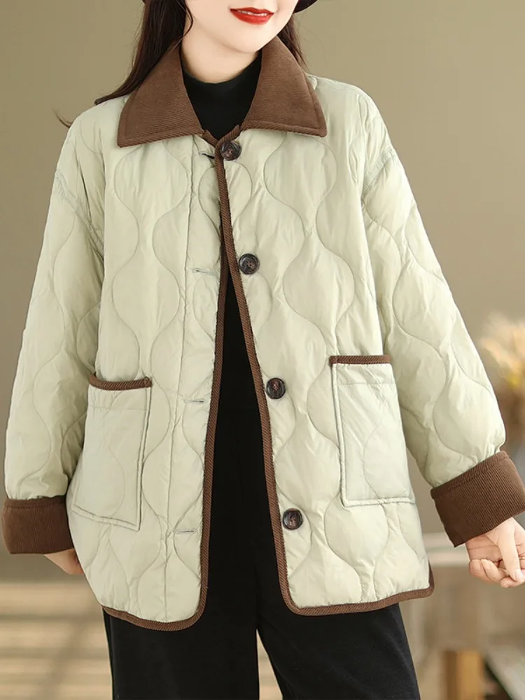 

Faionable Light Weight Cotton Jaet Women's Winter Loose plus Size Anti-Aging Casual Cotton Flannel Small Fraance Sle ...