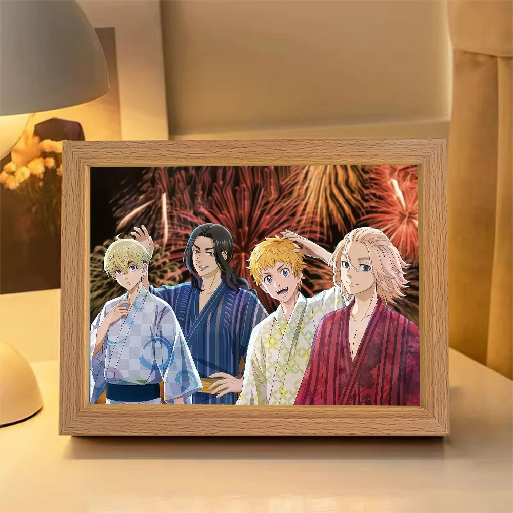 

Anime Tokyo Revengers Takemichi Hanagaki Acrylic LED Light Painting Bedroom Desk Decoration Lamp Fan Collection Merchandise
