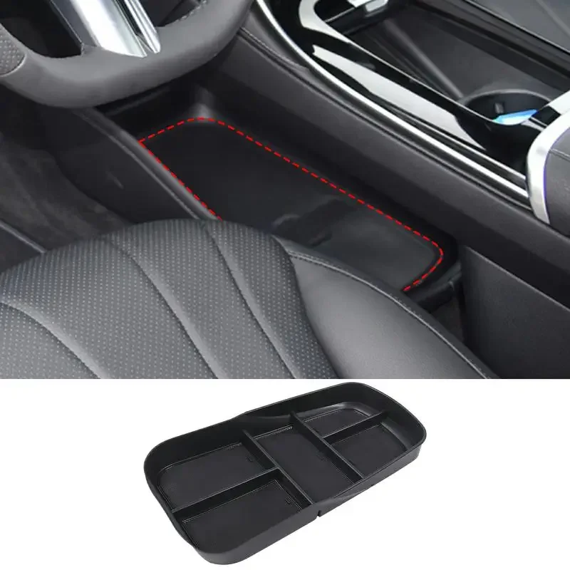 

For Mercedes Benz EQE EQS ABS Black Car Center Console Lower Storage Box Phone Tray Organizer Tidying Auto Interior Accessories