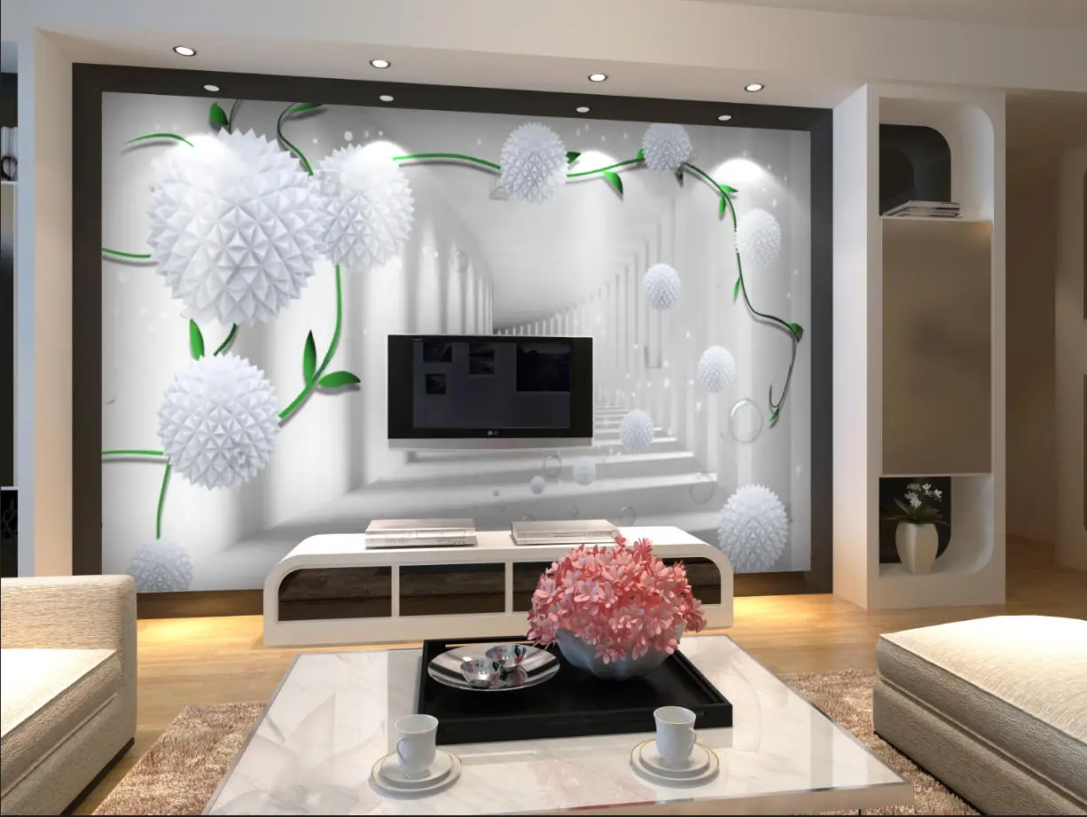 Custom size mural abstract round ball space extension background wall decorative painting living room bedroom 3d wallpaper