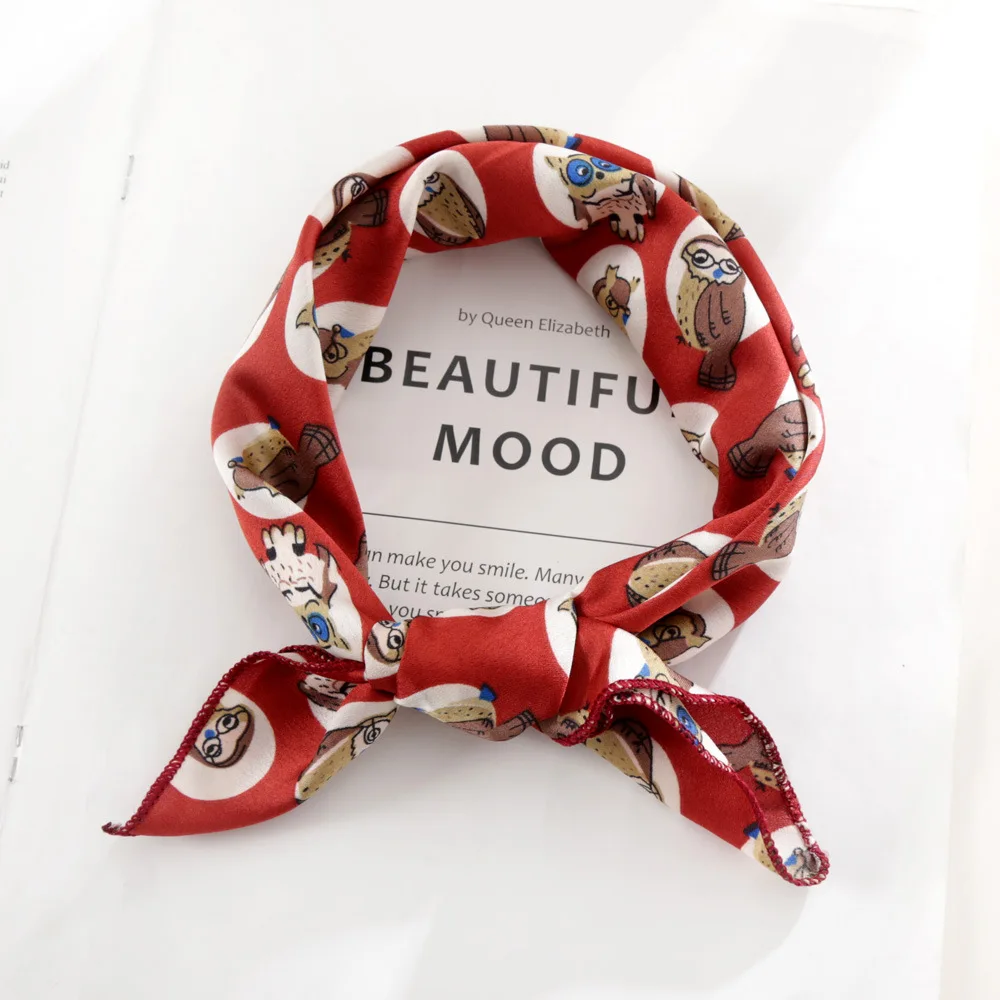 50*50cm Square Silk Feel Satin Scarf Elegant Women Head Skinny Retro Hair Tie Band Small Fashion Square Kerchief Neck Scarf