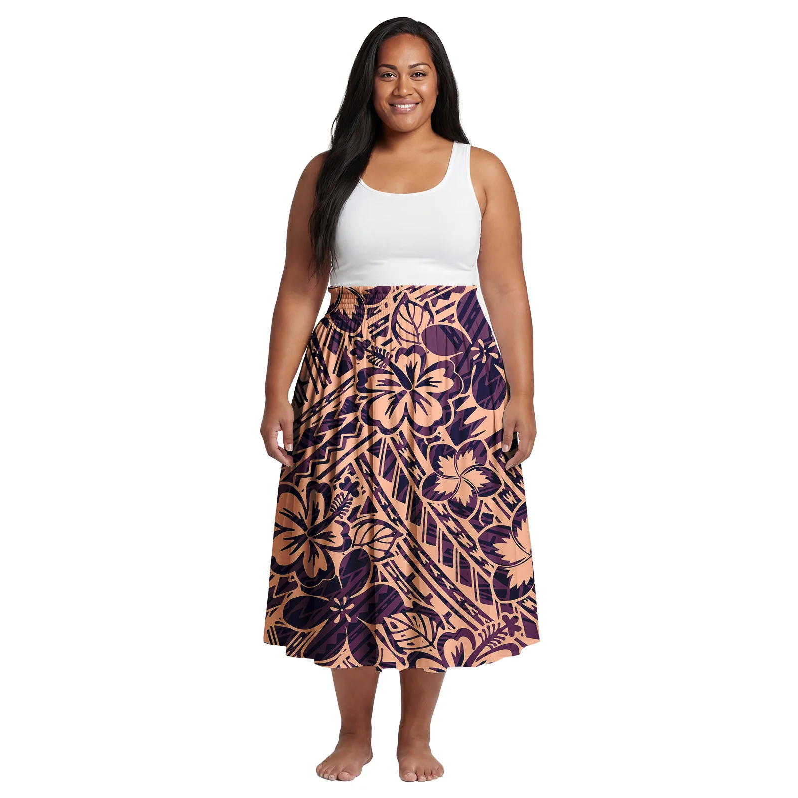 2026 Spring New Custom Elastic Waistband Design Women Skirts Samoan Polynesian Elegant Oversize Ladies Dress Party Aloha Skirts - view 6
