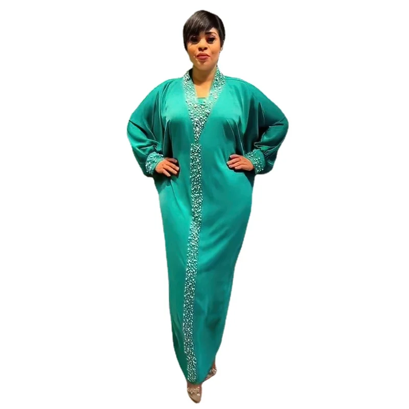 

New Arrival africa clothing The rayon fabric plus size elegant dress The rayon fabric Rhinestones and beads african dresses