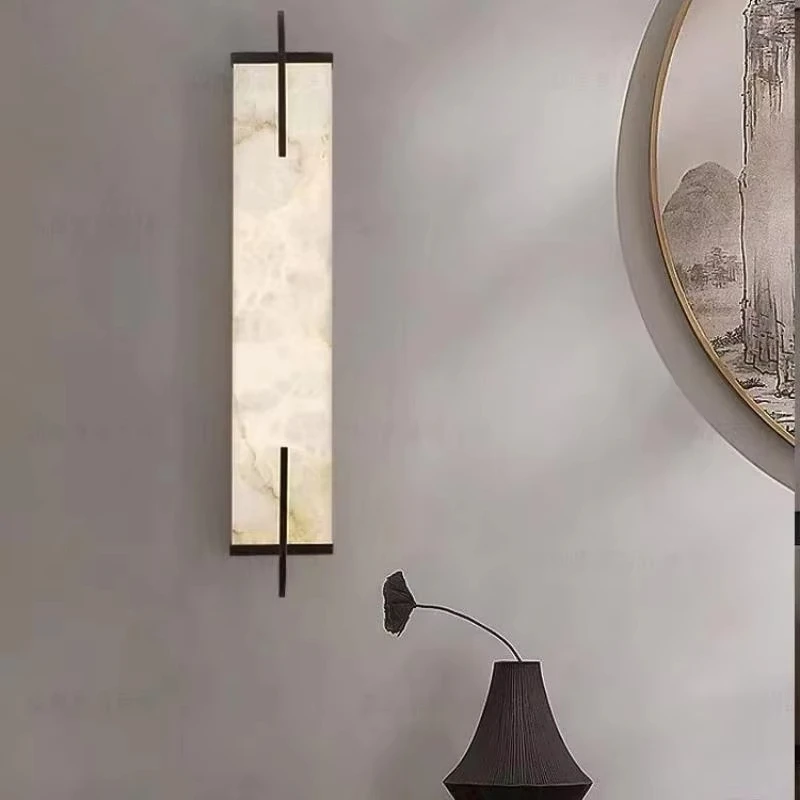 

Настенный светильник из мрамора и меди в современном минималистичном китайском стиле для гостиной, фоновой стены за телевизором, декоративный светильник для прихожей, коридора, спальни