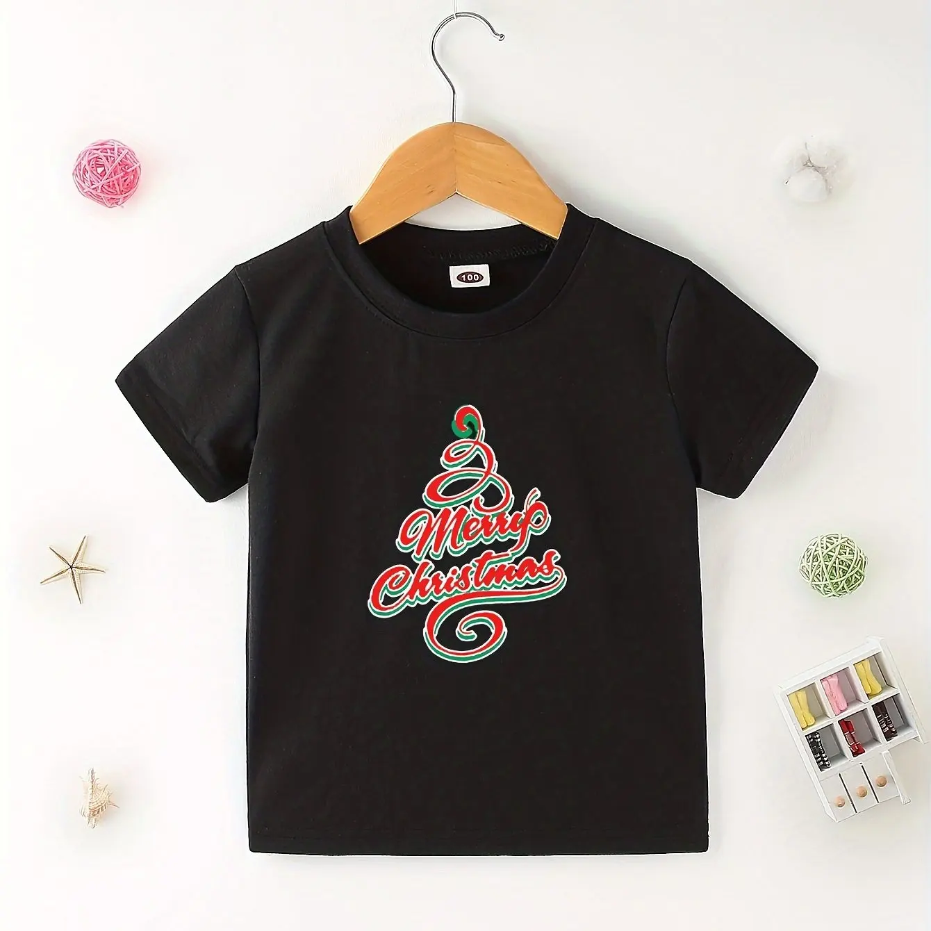 

Kids Merry Christmas T-Shirt Soft Cotton Short Sleeve Tee for Boys and Girls Holiday Tree Design Comfortable Xmas Top Ideal Gift