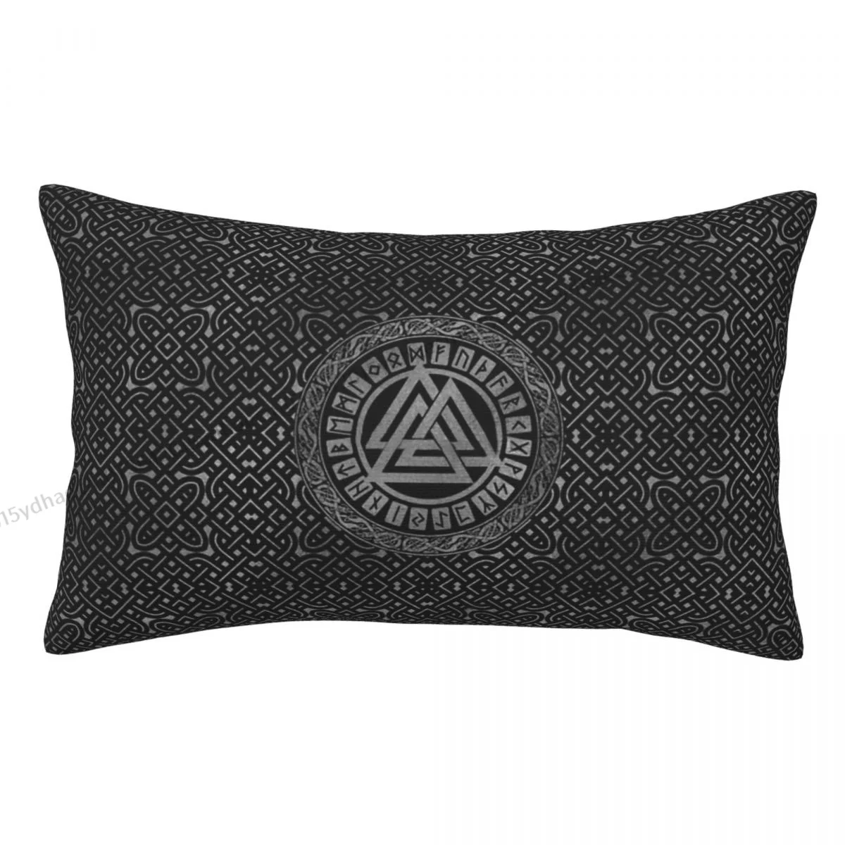 Viking Silver Metallic Valknut Symbol On Celtic Pattern Pillow Case Cushion Covers Home Sofa Chair Decorative Backpack Covers