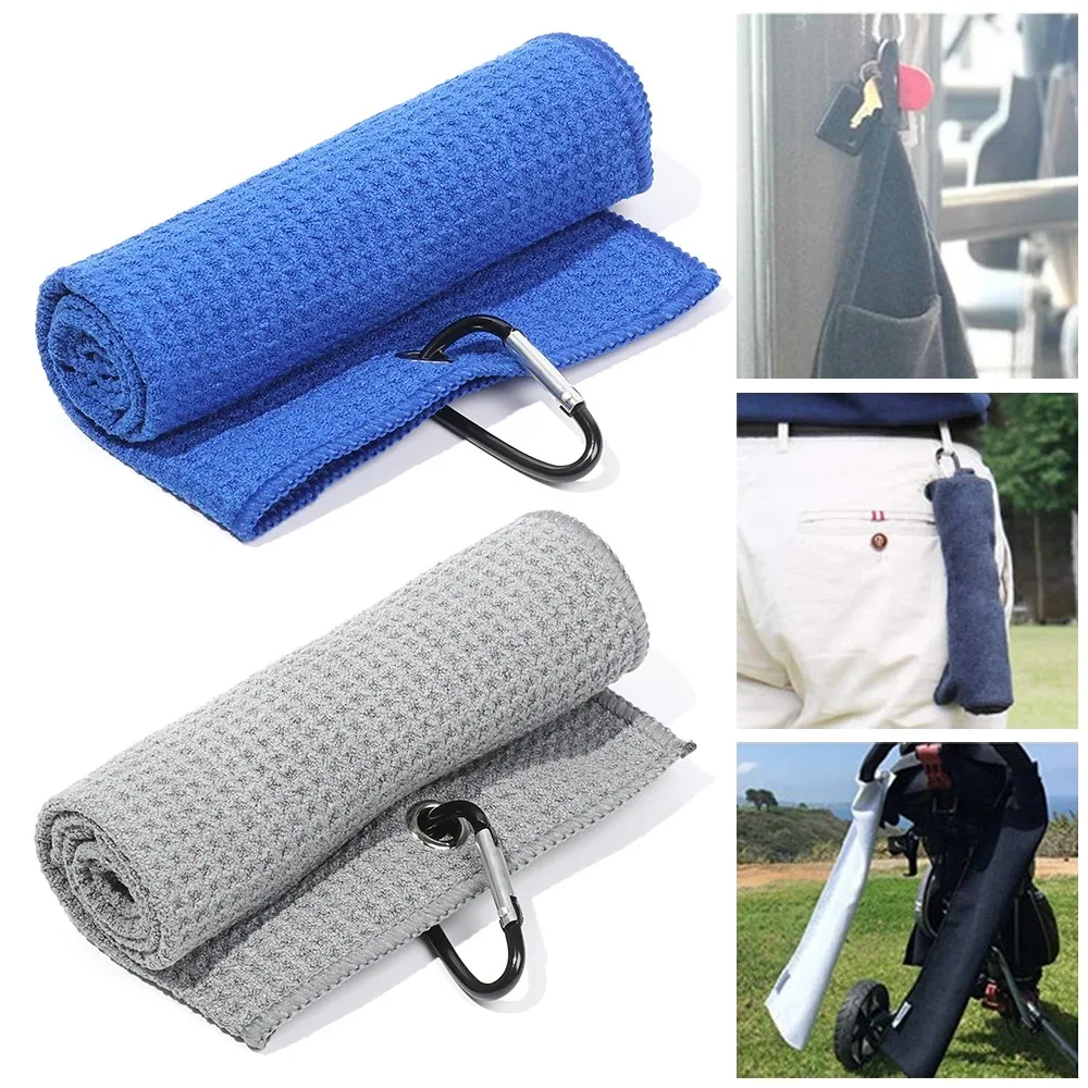 Microfiber Cotton Golf Towel With Carabiner Hook Cleans Clubs Golf Towel Balls Hands Cleaning Towels 30*50cm