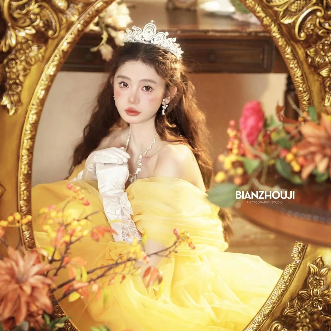 Gele strapl avondjurk Belle Princ Wedding Dr High End Luxury Studio Photoaphy Nieuwe Sle Koreaanse Sle Long Dr