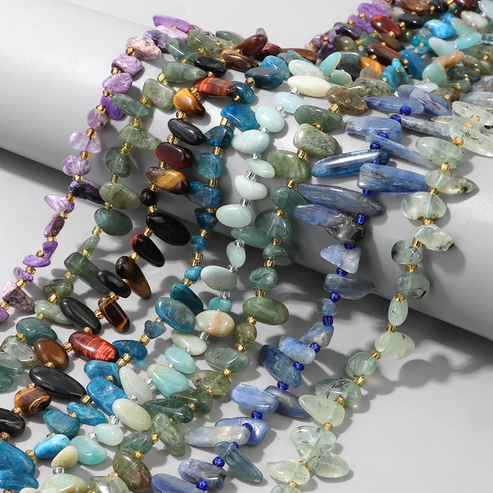 Fashion 7-16mm Blue Natural Apatite Stone Beads Charm Irregular Loose Spacer Crystal Gems Beads For Jewelry Making Accessories