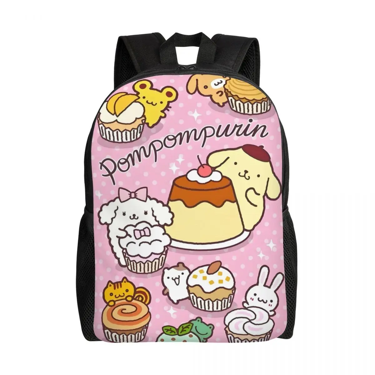 

Custom Cute Pom Pom Purin Backpacks for Men Women Waterproof School College Kawaii Bag Printing Bookbag
