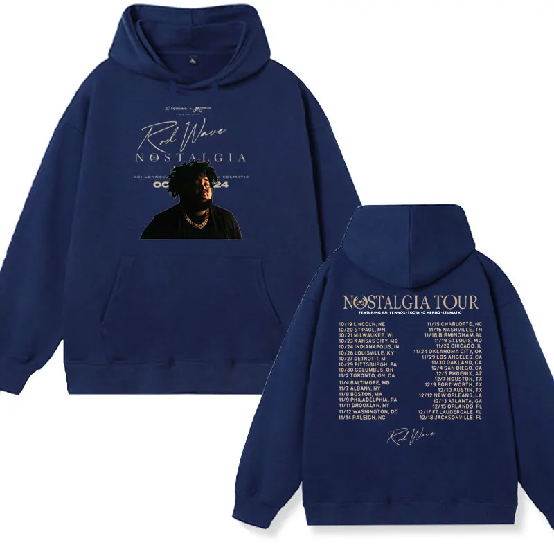 Rod Wave Nostalgia Tour Concert Retro Hoodie Male Fashion Aesthetic Sweatshirts Hip Hop Oversized Long Sleeve Pullover Men Women