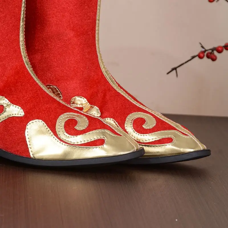Botas de Baile Mongol de 4 Colores, Zapatos Étnicos Chinos, Accesorios para Espectáculos y Festivales, Botas de la Nacionalidad Zang