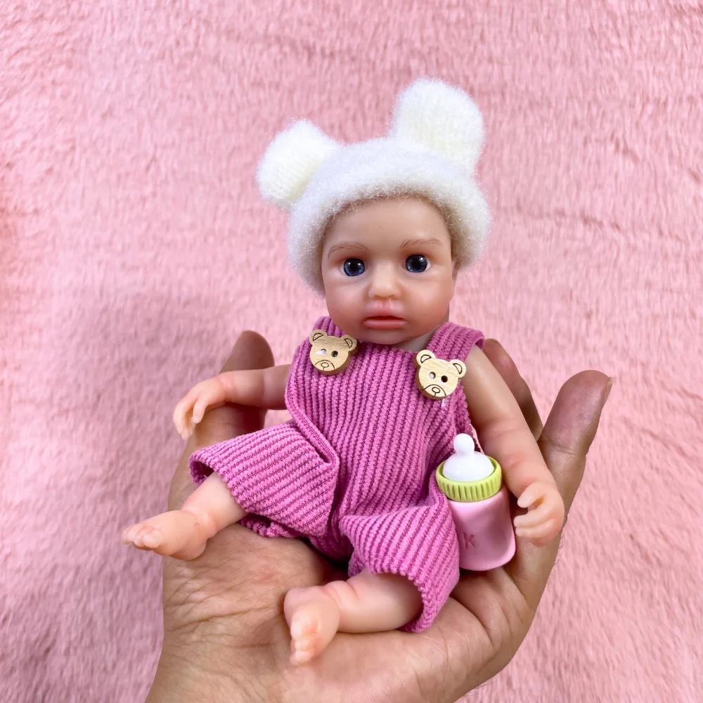 Mini 6 Inch 15CM Silicone Reborn Baby Doll LouLou Awake Girl Soft Solid Silicone Washable Body Doll Birthday Christmas Gift